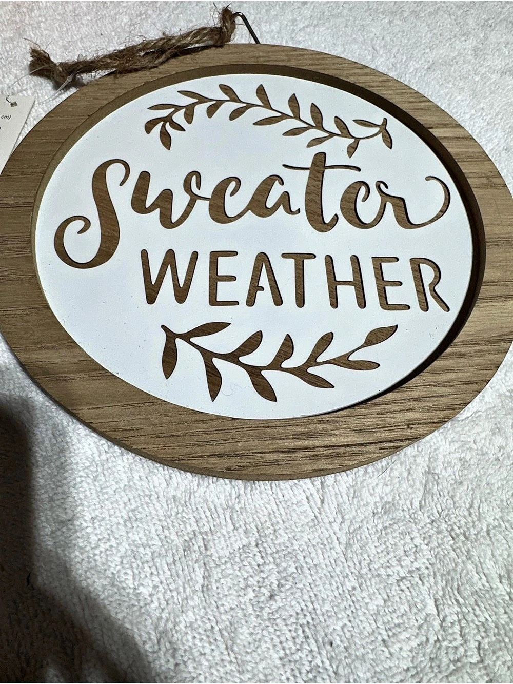 Hobby Lobby Sweater Weather Round Wood Wall Decor Wall Decor Brown & White